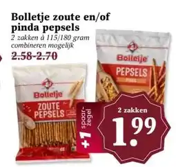 Boon`s Markt Bolletje zoute en/of pinda pepsels aanbieding