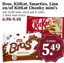 Boon`s Markt Bros, KitKat, Smarties, Lion en/of KitKat Chunky mini's aanbieding