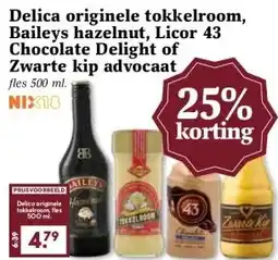 Boon`s Markt Delica originele tokkelroom, Baileys hazelnut, Licor 43 Chocolate Delight of Zwarte kip advocaat aanbieding