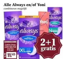 Boon`s Markt Alle Always en/of Yoni aanbieding