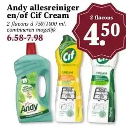 Boon`s Markt Andy allesreiniger en/of Cif Cream aanbieding