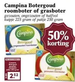 Boon`s Markt Campina Botergoud roomboter of grasboter aanbieding