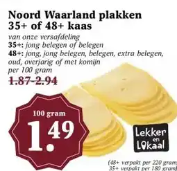Boon`s Markt Noord Waarland plakken 35+ of 48+ kaas aanbieding