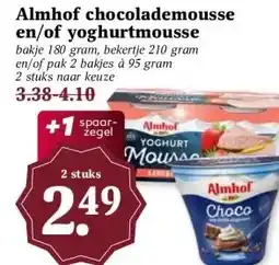 Boon`s Markt Almhof chocolademousse en/of yoghurtmousse aanbieding