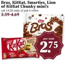Boon`s Markt Bros, KitKat, Smarties, Lion of KitKat Chunky mini's aanbieding