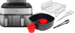 Coolblue Philips 5000 Series Dual Basket NA555/00 + Dubbellaagse kookset + Bakmeesterset aanbieding