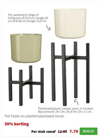 Intratuin Pot Fedor en plantenstandaard Ascot. aanbieding