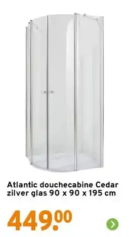 GAMMA Atlantic douchecabine Cedar zilver glas 90 x 90 x 195 cm aanbieding
