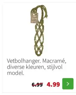 Intratuin Vetbolhanger. Macramé, diverse kleuren, stijlvol model. aanbieding