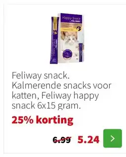 Intratuin Feliway snack. Kalmerende snacks voor katten, Feliway happy snack 6x15 gram. aanbieding