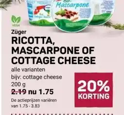 Ekoplaza RICOTTA, MASCARPONE OF COTTAGE CHEESE aanbieding