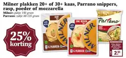 Boon`s Markt Milner plakken 20+ of 30+ kaas, Parrano snippers, rasp, poeder of mozzarella aanbieding
