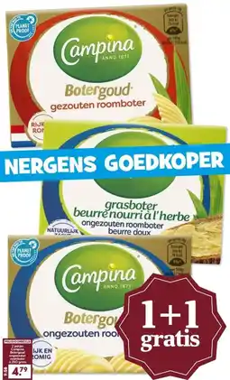 Boon`s Markt Campina Botergoud roomboter en/of grasboter aanbieding