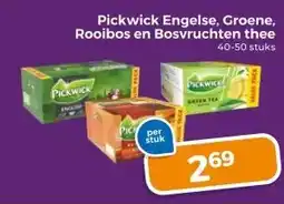 Trekpleister Pickwick Engelse, Groene, Rooibos en Bosvruchten thee aanbieding
