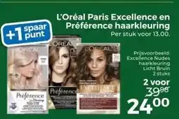 Trekpleister L'Oréal Paris Excellence en Préférence haarkleuring aanbieding