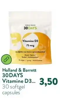 Holland & Barrett 30DAYS Vitamine D3 75mcg - 30 softgels aanbieding
