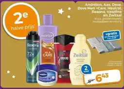 Trekpleister Andrélon, Axe, Dove, Dove Men +Care, Neutral, Rexona, Vaseline en Zwitsal aanbieding