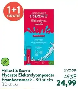 Holland & Barrett Hydrate Elektrolytenpoeder Framboossmaak - 30 sticks aanbieding