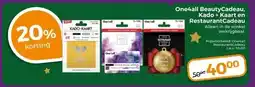 Trekpleister One4all BeautyCadeau, Kado + Kaart en RestaurantCadeau aanbieding