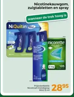 Trekpleister Nicotinekauwgom, zuigtabletten en spray aanbieding