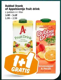 Poiesz Dubbel Drank of Appelsientje fruit drink aanbieding