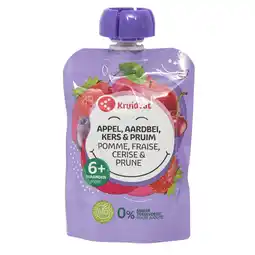 Kruidvat Kruidvat 6+M Bio Appel, Aardbei, Kers en Pruim Knijpzakje aanbieding