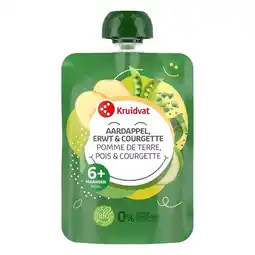 Kruidvat Kruidvat 6+M Bio Aardappel, Erwt & Courgette Knijpzakje aanbieding