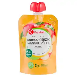 Kruidvat Kruidvat 6+M Bio Mango-Perzik met Appel Knijpzakje aanbieding