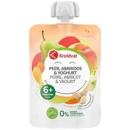 Kruidvat Kruidvat 6+M Bio Yoghurt Abrikoos Peer Haver Knijpfruit aanbieding