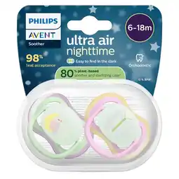 Kruidvat Philips Avent Soother Ultra Air 6-18M SCF376/29 Nighttime Fopspeen aanbieding