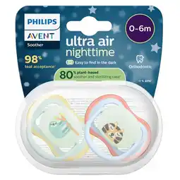 Kruidvat Philips Avent Soother Ultra Air 0-6M SCF376/24 Nighttime Fopspeen aanbieding