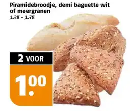 Poiesz Piramidebroodje, demi baguette wit of meergranen aanbieding
