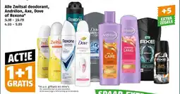 Poiesz Alle Zwitsal deodorant, Andrélon, Axe, Dove of Rexona aanbieding