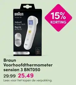 DA Braun Voorhoofdthermometer sensian 3 BNT050 aanbieding