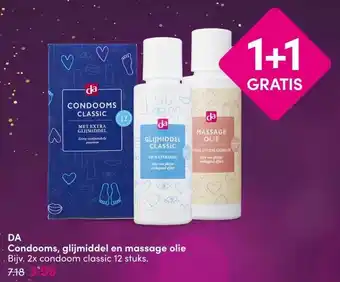 DA DA Condooms, glijmiddel en massage olie aanbieding