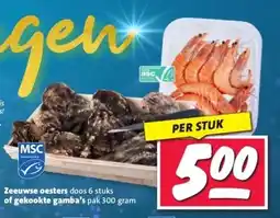 Nettorama Zeeuwse oesters doos , gekookte gamba's aanbieding