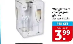 Hoogvliet Wijnglazen of champagne- glazen aanbieding