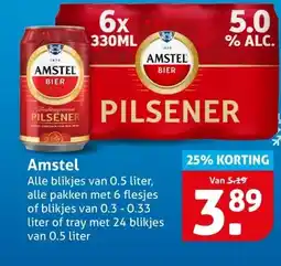 Hoogvliet Amstel Pilsener Bier Blik 6-pack aanbieding
