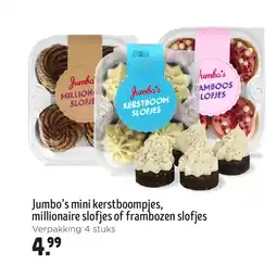 Jumbo Jumbo's mini kerstboompjes, millionaire slofjes of frambozen slofjes aanbieding