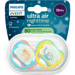 Etos Philips Avent Fopspeen Ultra Air Night 18M+ Double Pack - SCF376/32 aanbieding