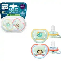 Etos Philips Avent Fopspeen Ultra Air Night 0-6M Double Pack - SCF376/25 aanbieding