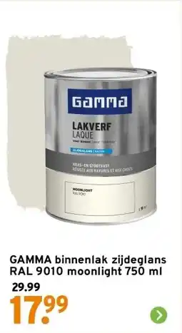 GAMMA GAMMA binnenlak zijdeglans RAL 9010 moonlight 750 ml aanbieding