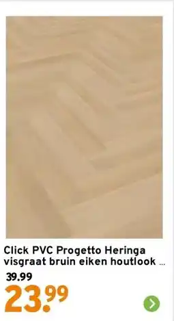 GAMMA Click PVC Progetto Heringa visgraat bruin eiken houtlook aanbieding
