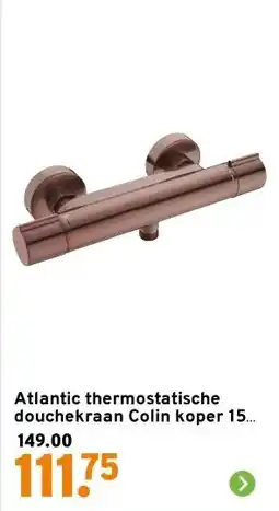 GAMMA Atlantic thermostatische douchekraan Colin koper 15 cm aanbieding