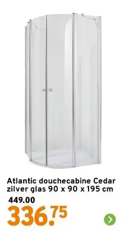 GAMMA Atlantic douchecabine Cedar zilver glas 90 x 90 x 195 cm aanbieding