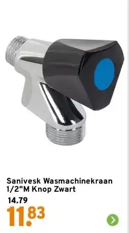 GAMMA Sanivesk Wasmachinekraan 1/2M Knop Zwart aanbieding