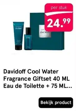 Etos Davidoff Cool Water Fragrance Giftset 40 ML Eau de Toilette + 75 ML Showergel aanbieding