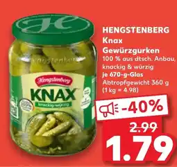 Kaufland DE Hengstenberg Knax Gewürzgurken aanbieding