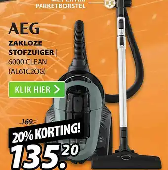 Expert AEG Zakloze Stofzuiger | 6000 Clean (AL61C20G) 20% Korting aanbieding