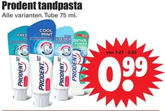 Dirk Prodent tandpasta 75ml aanbieding